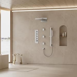 15-Spray 22 in. x 9 in. Wall Mount 2-Functions Fixed and Handheld Shower Head 2.5 GPM with 3-Jets in Bruhsed Nickel