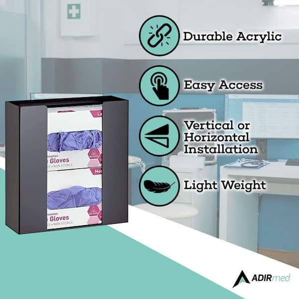 Double Box Capacity Wall Mount Acrylic Glove Box Dispenser
