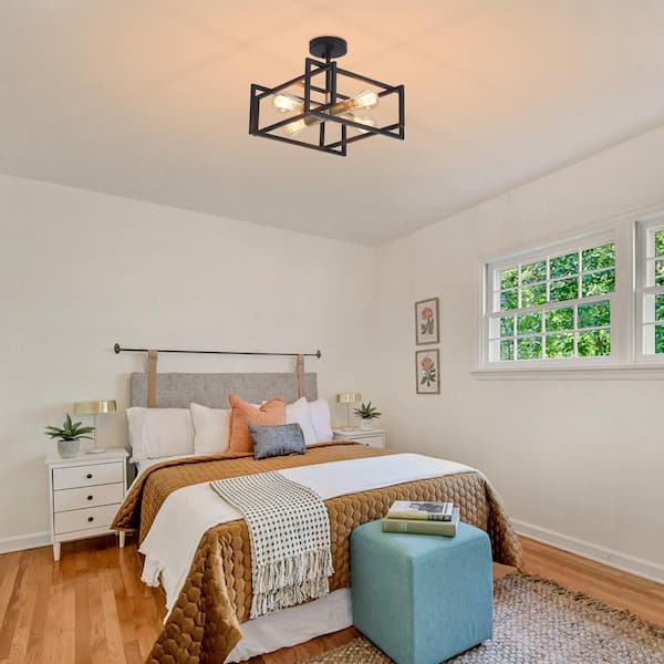 JW ✩.*˚ Have a question about LWYTJO 15 in. 4-Light Black/Gold Semi-Flush