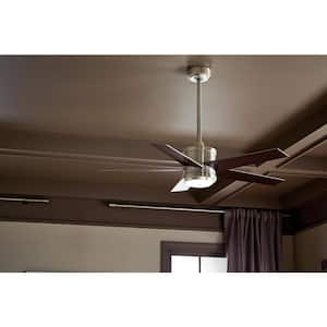 Brahm 48 in. Integrated LED Indoor Brushed Stainless Steel Silver Downrod Mount Ceiling Fan with Remote Control