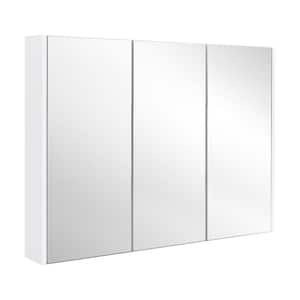 36 in. W x 25.5 in. H Rectangular Frameless Wall Mounted Medicine Cabinet with Mirror, 3 Doors and Adjustable Shelves