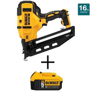 20V MAX XR Lithium-Ion 16-Gauge Cordless Angled Nailer and (1) 20V MAX XR 5.0Ah Lithium-Ion Battery