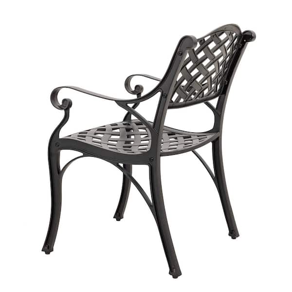 Nuu Garden 2 Piece Cast Aluminum, Black Cast Iron Dining Chairs