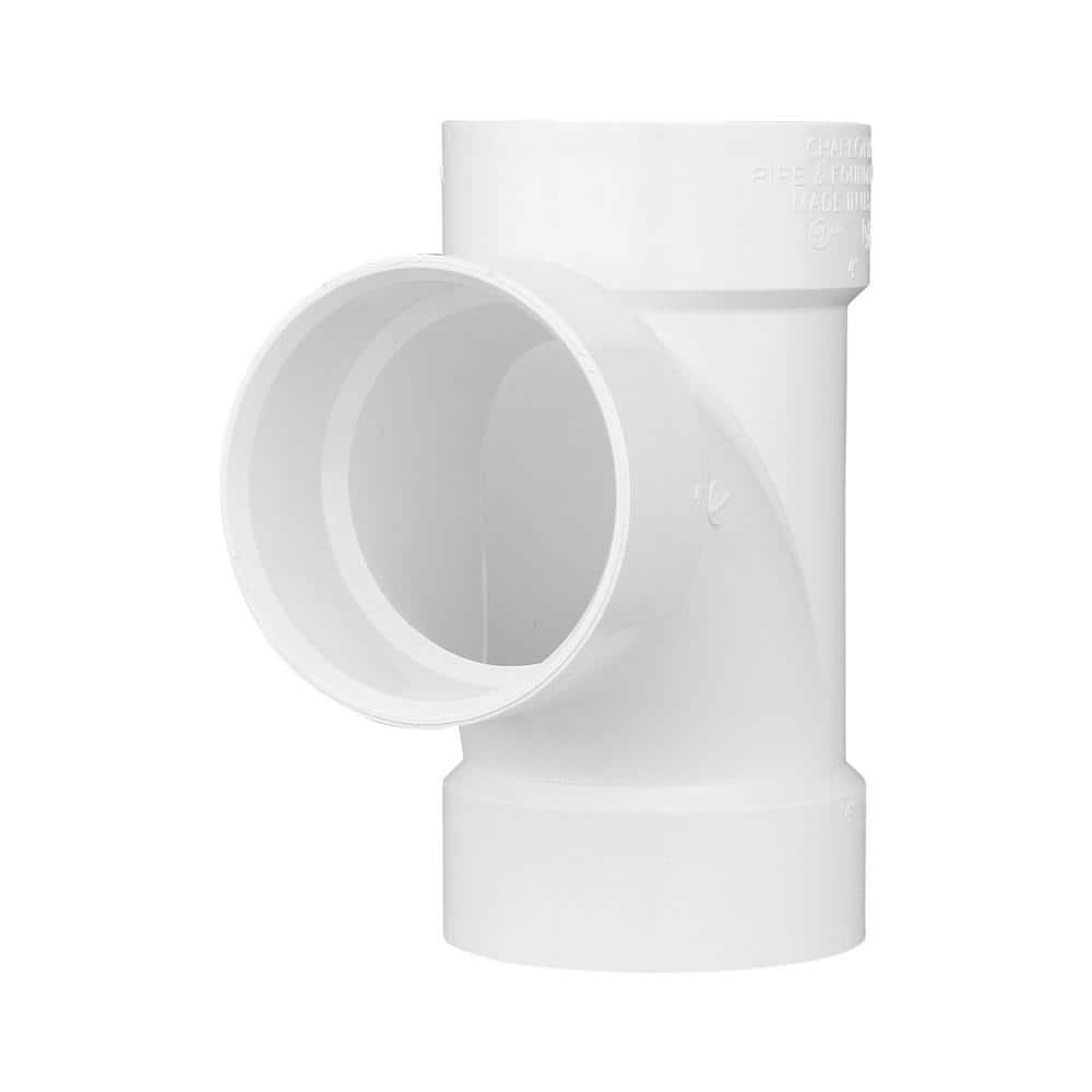 White PVC Schedule 40 Sanitary Tee for DWV Applications