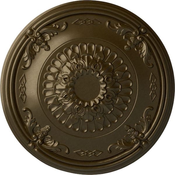 Ekena Millwork 26-1/4" x 3-1/4" Athens Urethane Ceiling Medallion (Fits Canopies up to 3-5/8"), Brass