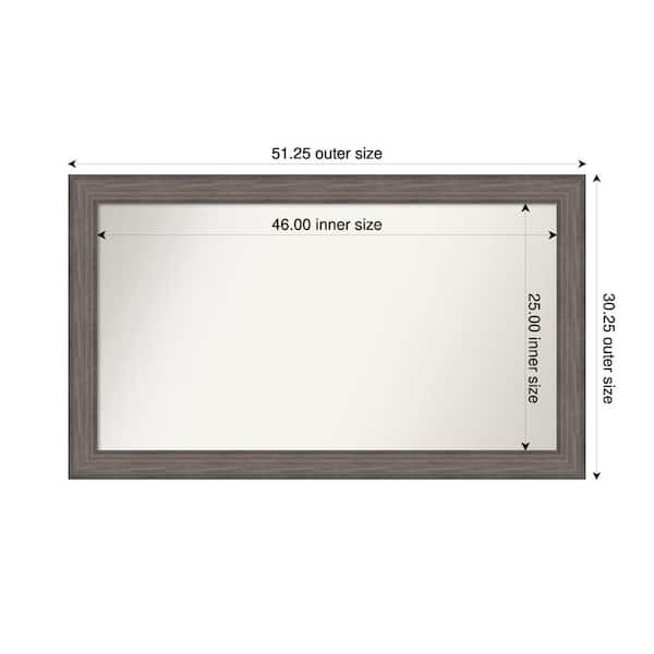Amanti Art Country Barnwood 51.25 in. W. x 30.25 in. Custom Non-Beveled Wood Framed Bathroom Vanity Wall Mirror