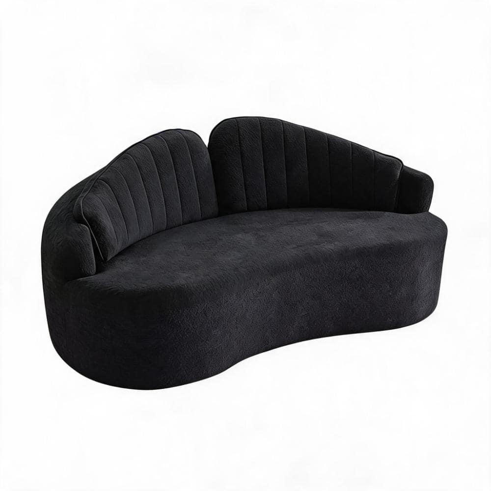 Modern Curved 69 in. Wide Curved Arm Chenille Heart-Shaped Two-Seater Sofa with Removable Backrest in Black price history on PriceWatchPro