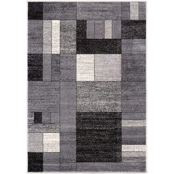 HomeRoots Bernadette Grey 4 ft. x 6 ft. Abstract Polyester Area Rug