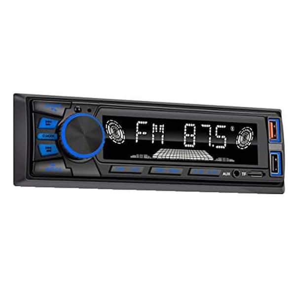 Single DIN Car Stereo Audio Bluetooth FM MP3 SD AUX Dual USB EQ Quick Charge Handsfree App Control Black
