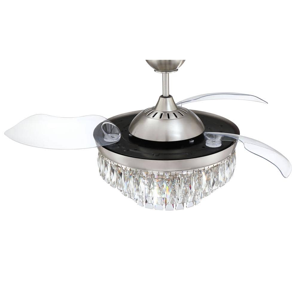 Sofia 42" Brushed Nickel Ceiling Fan with Clear Acrylic Blades and LED Light