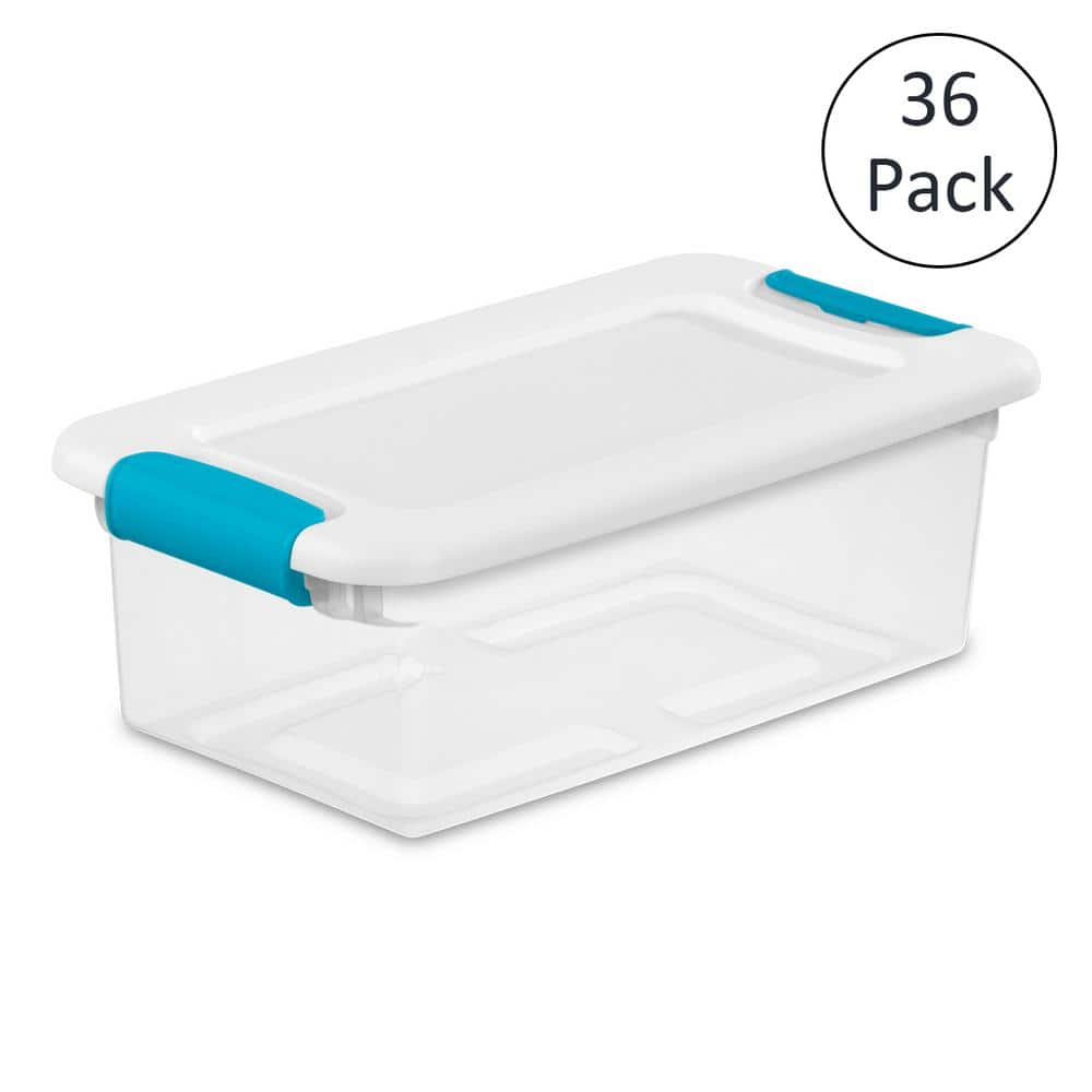 GCP Products Deep Plastic Bathroom Storage Bin Box, Lid/Built-In