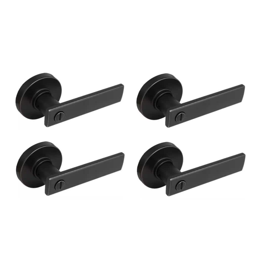 Defiant Westwood Matte Black Bedbath Door Lever With Round Rose 4 Pack Ls1x901ycd4 The Home 7041