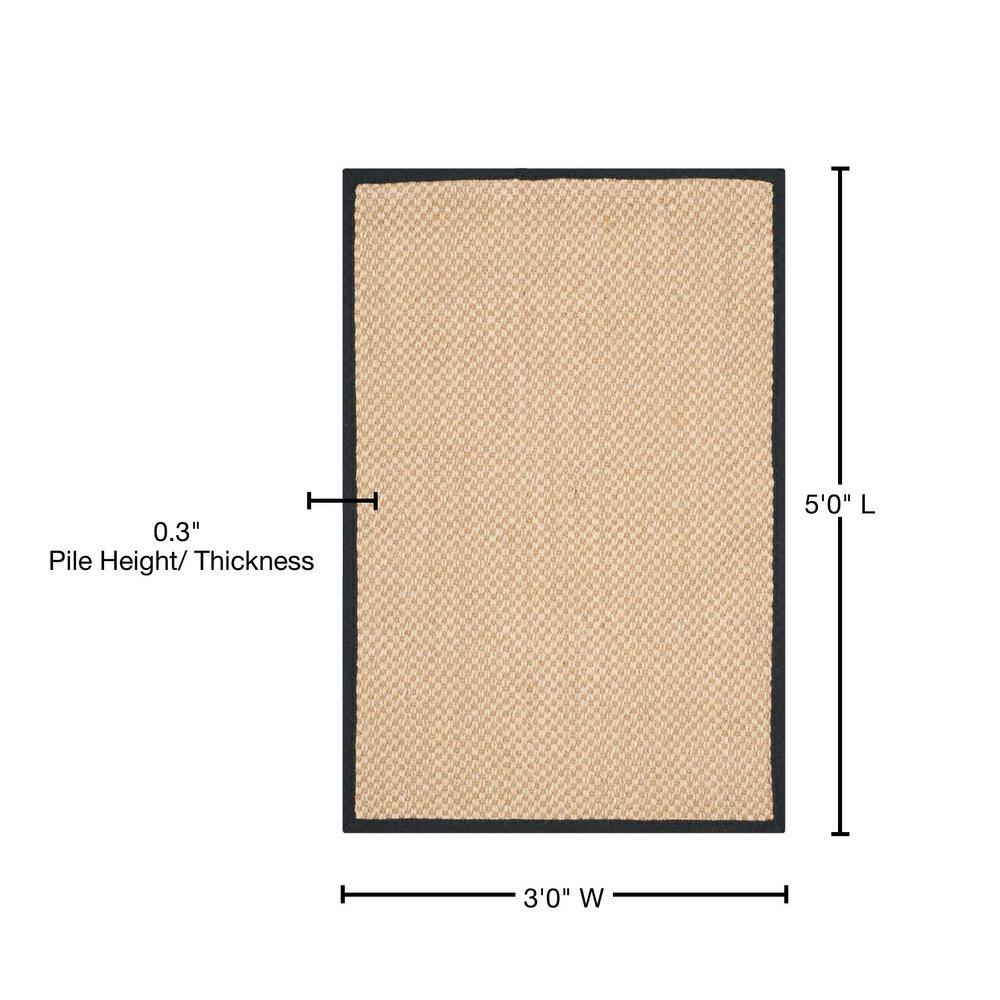 Maize and Black 3' x 5' Natural Fiber Sisal Area Rug