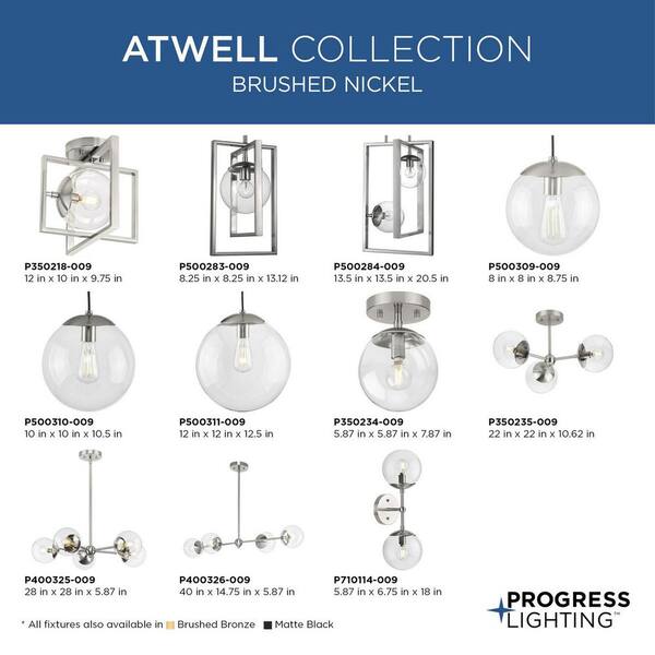 Progress Lighting Atwell 5-Light Brushed Nickel Mid-century Chandelier
