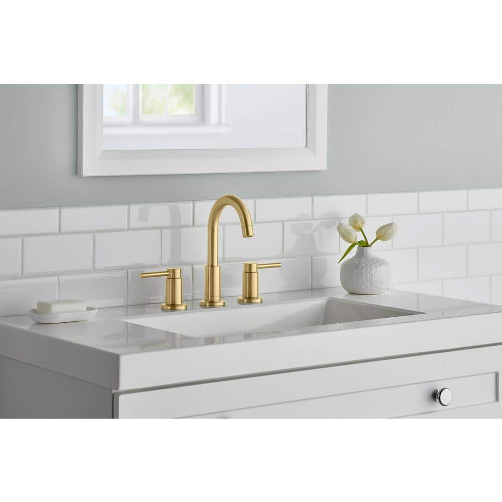 Matte Gold Widespread Double-Handle High-Arc Bathroom Faucet