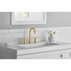 Dorind 8 in. Widespread Double-Handle High-Arc Bathroom Faucet in Matte Gold