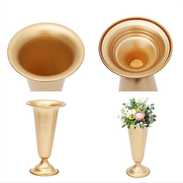YIYIBYUS 9.06 in. Tall Metal Flower Holder Wedding Decoration Mini Vase in  Gold (10-Pieces) HG-ZJ4195-376 - The Home Depot