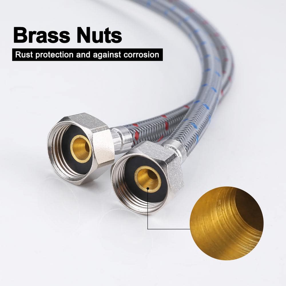 16-Inch Gray Braided Nylon Faucet Supply Line