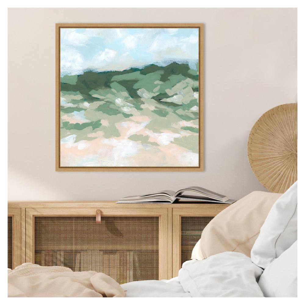 Blockbrush Valley II Abstract Landscape Canvas with Maple Frame