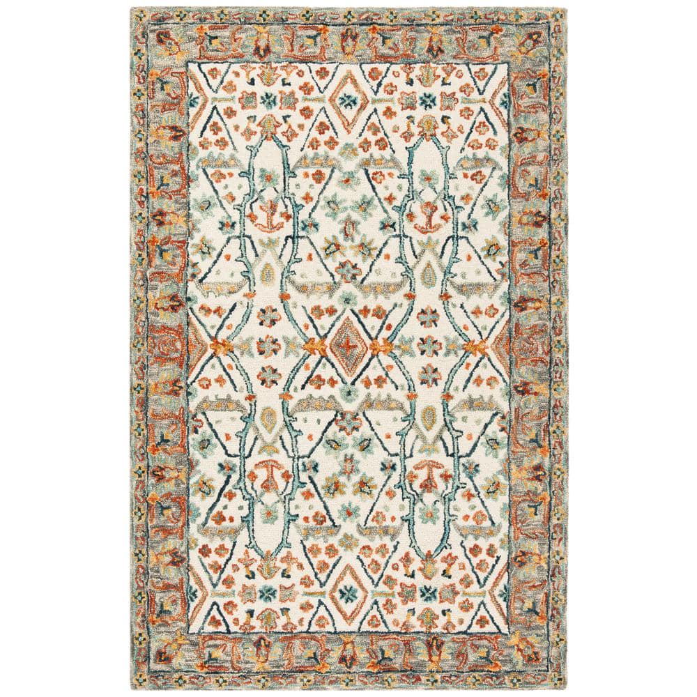 Aspen Blue Floral Hand-Tufted Wool Area Rug - 4' x 6'