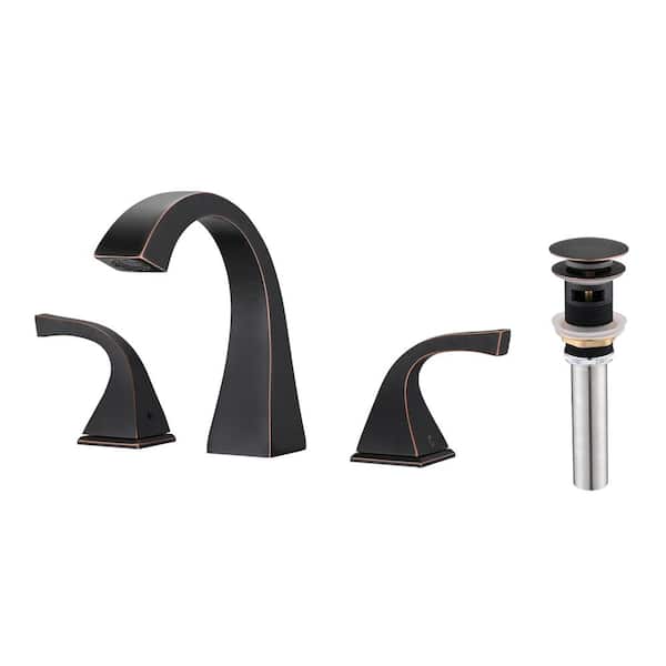 MYCASS SHW 8 in. Centerset 3-Hole Classic 2-Handle Levers Bathroom Faucet Combo Kit with Drain Assembly in Matte Black