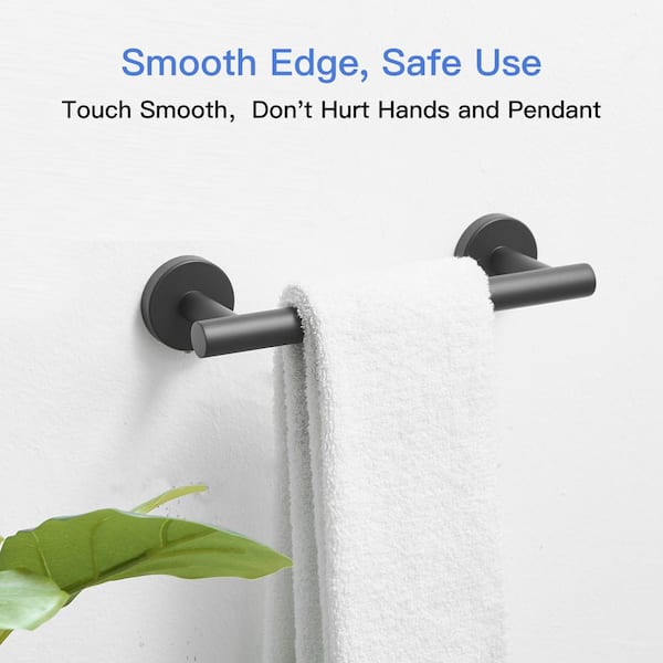 Single Post Wall Mounted Towel Bar Toilet Paper Holder in Matte Black