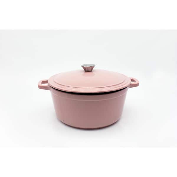 BergHOFF Neo 7 qt. Round Cast Iron Casserole Dish in Pink with Lid