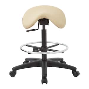35 in. Pneumatic Drafting Chair with Buff Beige Vinyl Saddle Seat