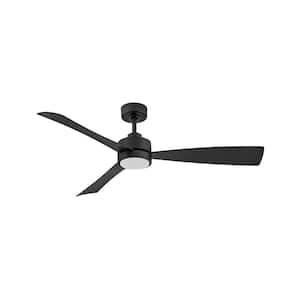 IVER 56.0 in. Integrated LED Indoor/Outdoor Matte Black Ceiling Fan with Remote Control