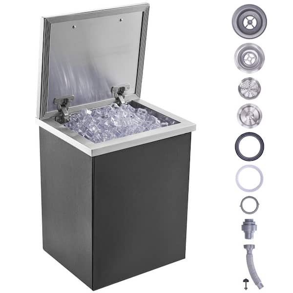 VEVOR Drop in Ice Chest 14 in. L x 12 in. W x 18 in. H Stainless Steel Ice Cooler with Cover 40 qt. Outdoor Kitchen Ice Bar