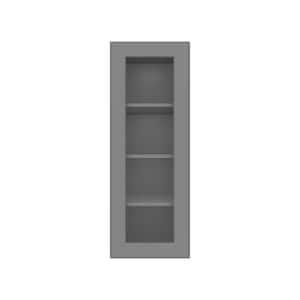 15 in. W x 12 in. D x 42 in. H in Shaker Grey Ready to Assemble Wall Kitchen Cabinet with No Glasses