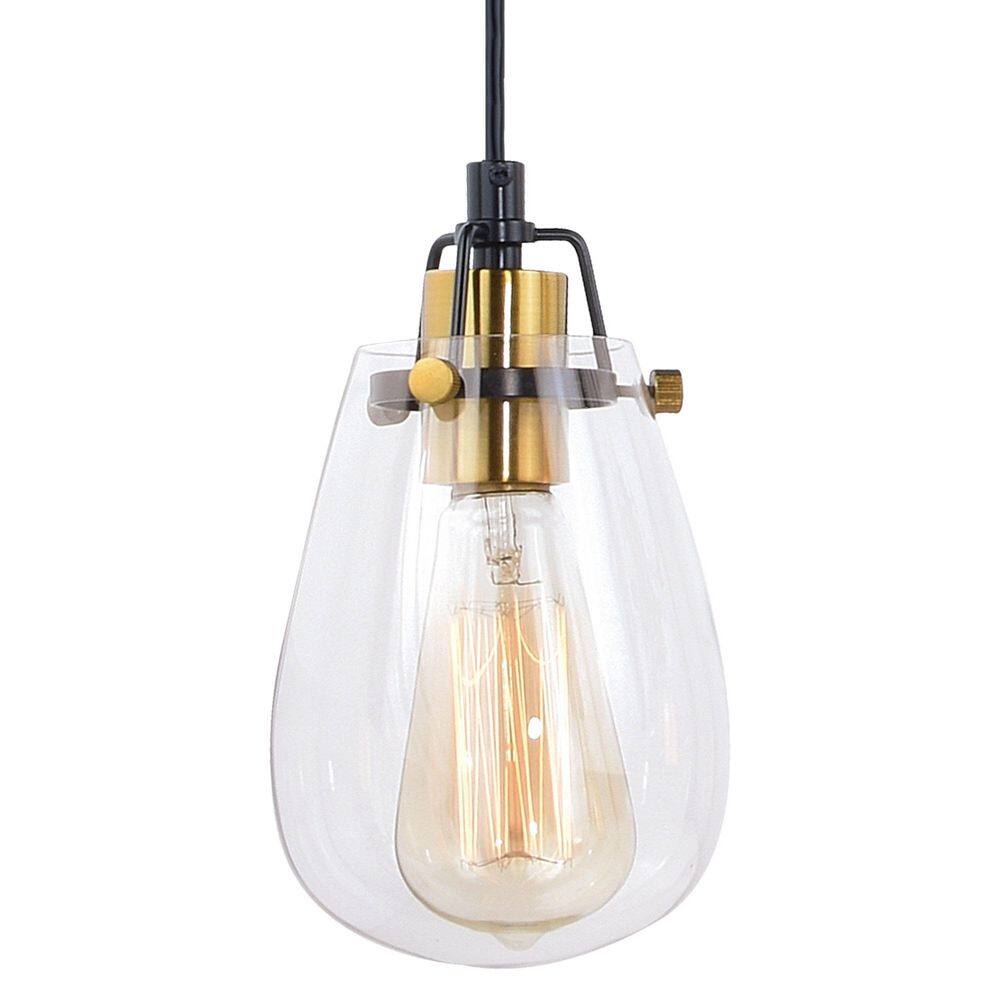 Kassidy 32.5'' Black and Natural Brass Four-Light Indoor/Outdoor Pendant