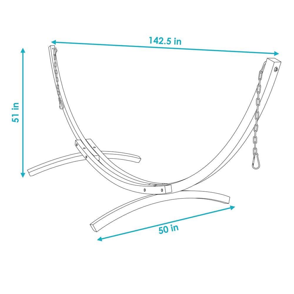 12 ft Curved Larch Wood Hammock Stand with Chains