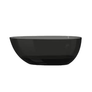 59 in. x 31 in. Freestanding Soaking Resin Bathtub with Center Drain in Transparent Black