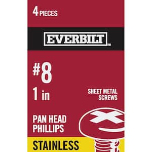 #8 x 1 in. Phillips Pan Head Stainless Steel Sheet Metal Screw (4-Pack)