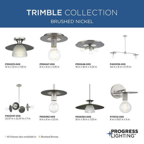 Progress Lighting Trimble 2-Light Brushed Nickel Linear Chandelier