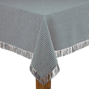 Homespun Fringed 60 in. x 120 in. Hunter Green Checkered 100% Cotton Tablecloth