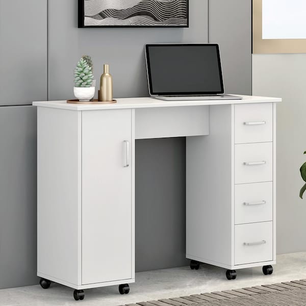 Magic Home 41.73 in. Computer Desk with Drawers Teens Study Student Writing  Desk Home Office Desk for Bedroom Small Spaces, White MH-CD-057 - The Home  Depot