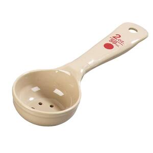 2 oz. Short Handle Acetal Plastic Perforated Portioning Spoon in Beige with Red Spot (Case of 12)