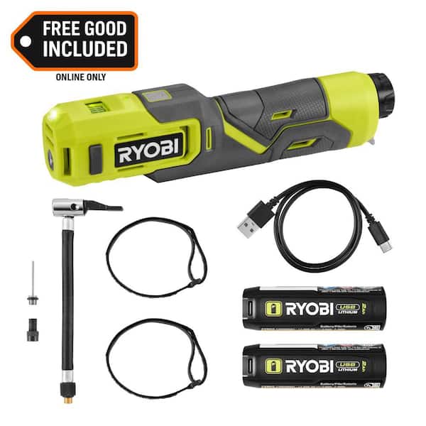 USB Lithium High Pressure Inflator Kit with 2.0Ah USB Lithium Battery