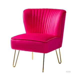 Alonzo Fushia Side Chair with Tufted Back