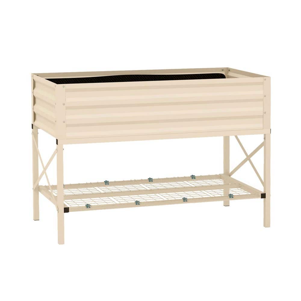 21.25 in. W x 41.75 in. L Cream White Raised Garden Bed with Galvanized Steel Frame, Storage Shelf and Bed Liner price history on PriceWatchPro