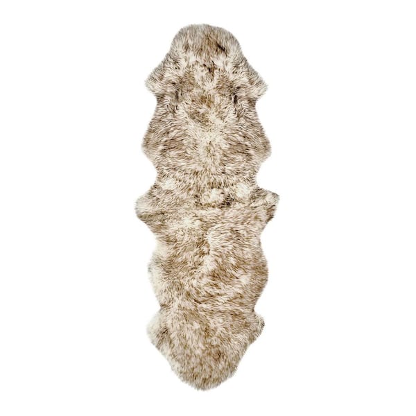 New Zealand Gradient Chocolate 2 ft. x 6 ft. Double Sheepskin Area Rug