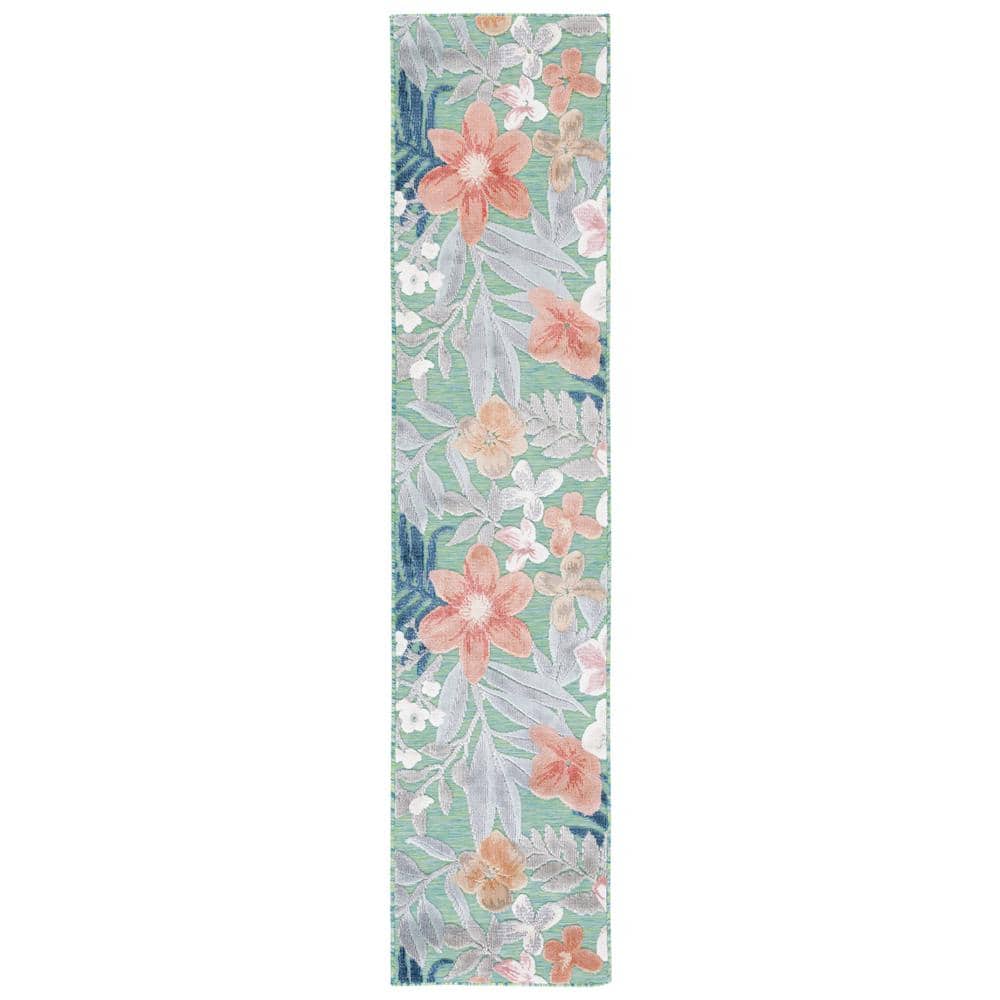 Cabana Green/Rust 2 ft. x 21 ft. High-Low Floral Leaf Indoor/Outdoor Runner Rug price history on PriceWatchPro