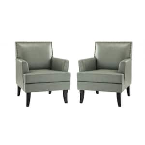 Maaf Sage Accent Armchair with Solid Wooden Legs and Nailhead Trim (Set of 2)