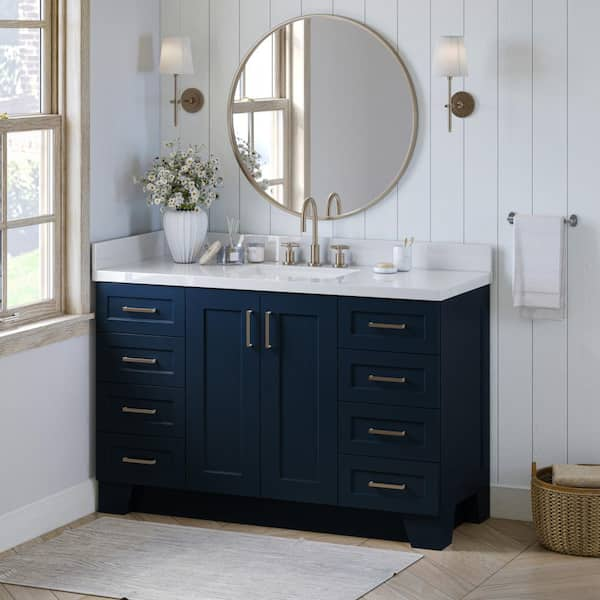 ARIEL Cambridge 37-in Midnight Blue Undermount Single Sink Bathroom Vanity  with Pure White Quartz Top in the Bathroom Vanities with Tops department at