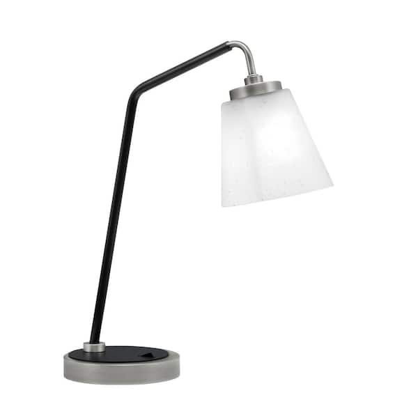 Unbranded Delgado 16.5 in. Graphite and Matte Black Piano Desk Lamp with Square White Muslin Glass