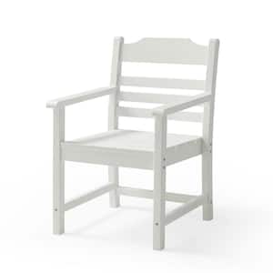 Simple HDPE Outdoor Dining Chair in Pure White with Armset Set of 2