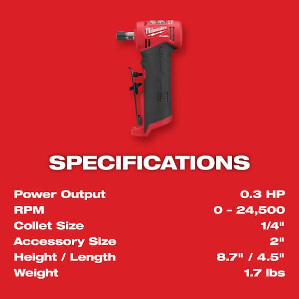 Milwaukee - M12 FUEL 12-Volt Lithium-Ion Brushless Cordless 1/4 in. Right Angle Die Grinder w/4.0 Ah Starter Kit