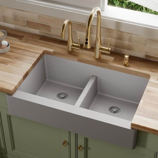 Karran Retrofit Farmhouse Apron Front Quartz/Granite Composite 34 Karran Retrofit Farmhouse Apron Front Quartz/Granite Composite 34